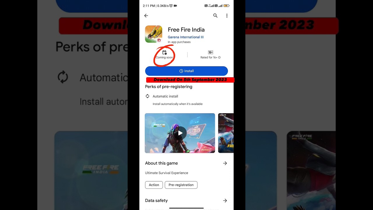 Free Fire INDIA on Play Store 🇮🇳 Download On 5th September