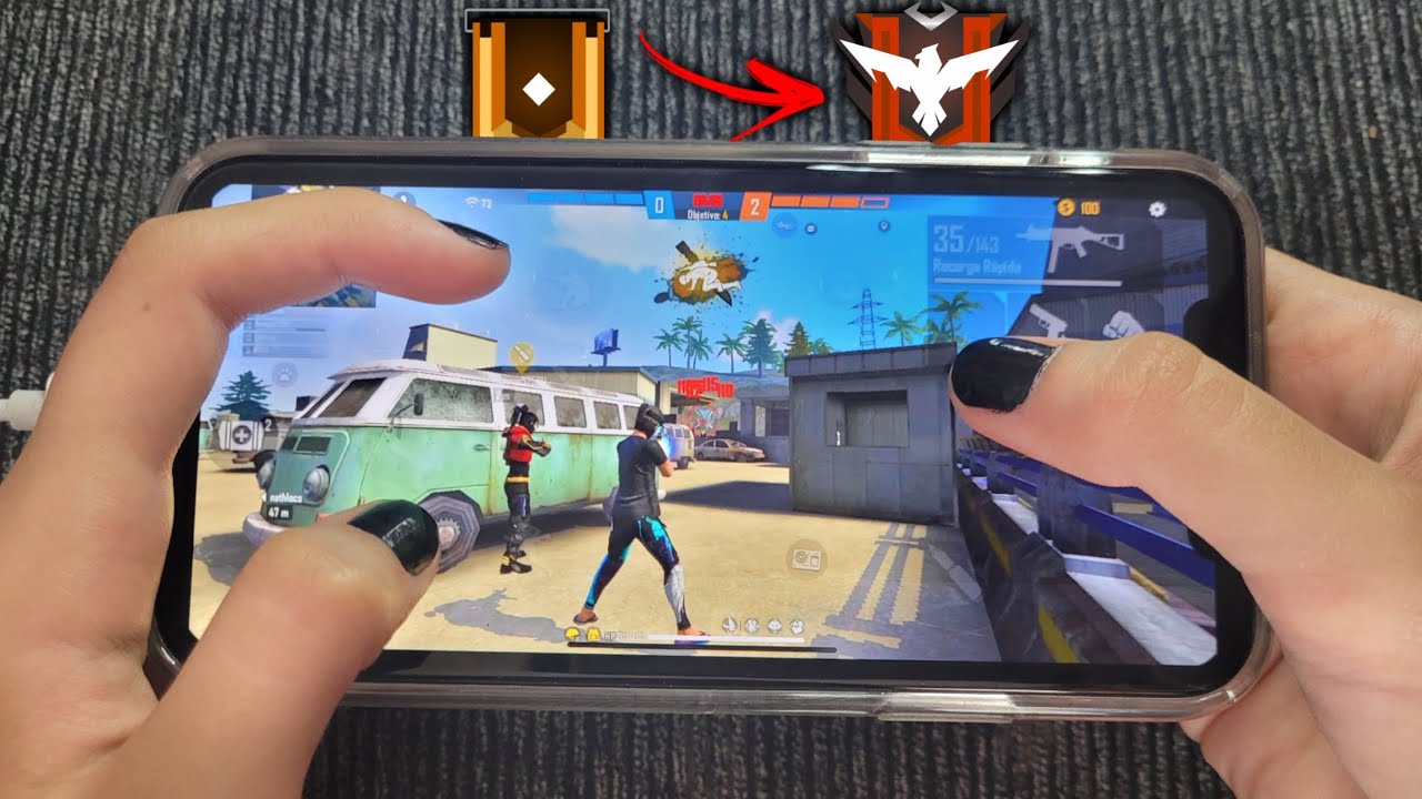 DO OURO AO MESTRE JOGANDO COM ALEATÓRIOS - CS RANQUEADA (MOBILE HUD 3 DEDOS) FREE FIRE