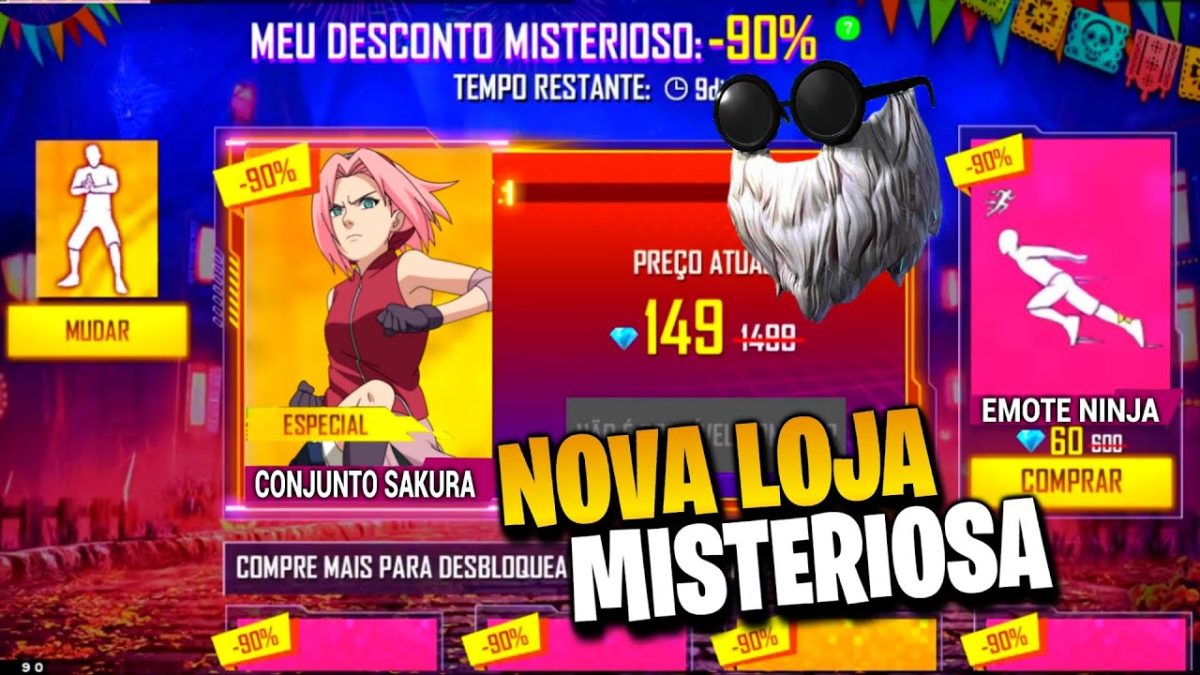 GARENA?? LOJA MISTERIOSA DO NARUTO, BARBA DO VELHO E PASSE FEVEREIRO COMPLETO - NOVIDADES FREE FIRE