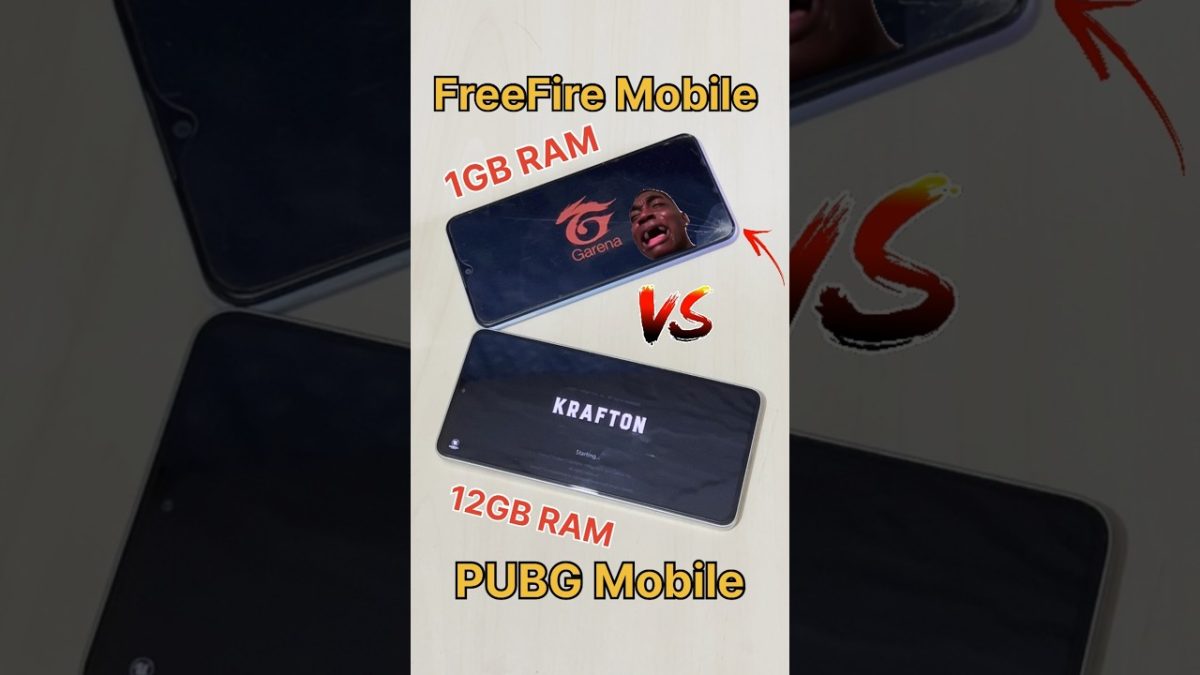 FFREEFIRE MOBILE 😈 vs PUBG MOBILE 💀 1GB RAM vs 12GB RAM - GAMING TEST #freefire #pubg #iphone16