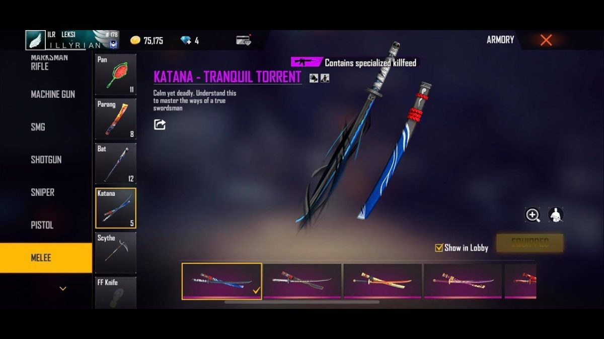 TRANQUIL TORRENT KATANA | HEADSHOT & BOOYAH | FREE FIRE ALBANIA #NewKatana